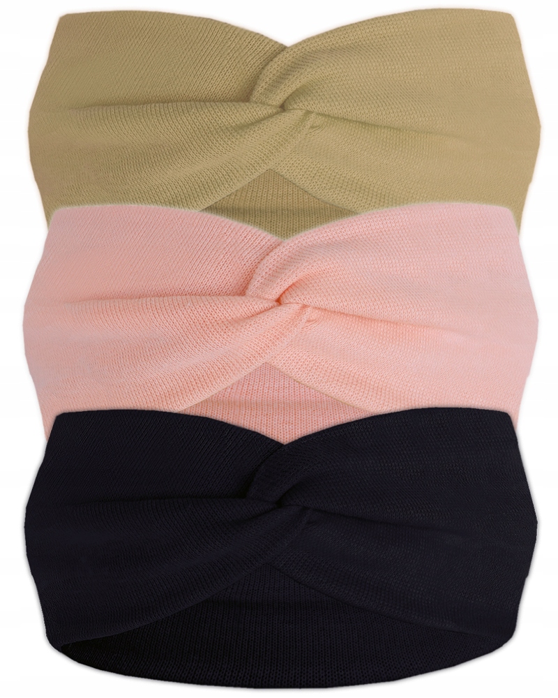 

Zestaw 3szt opaska Przeplatana Gładka turban 48-52