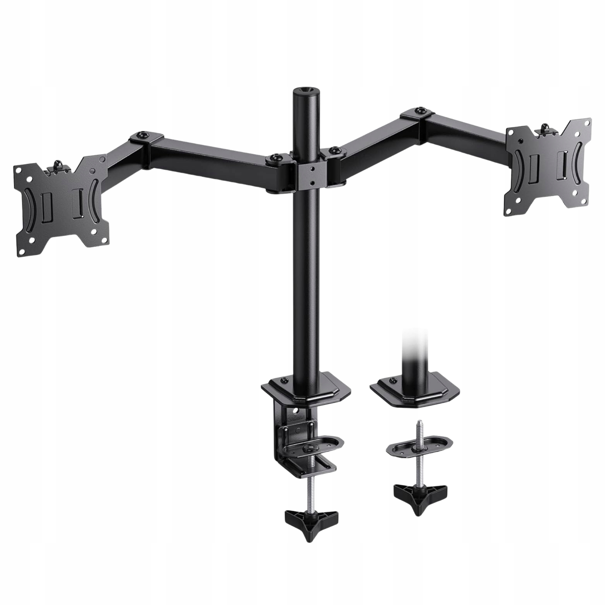 Držák na monitory dvojitý, stolní, pevný, věšák 13-27 palců, černý