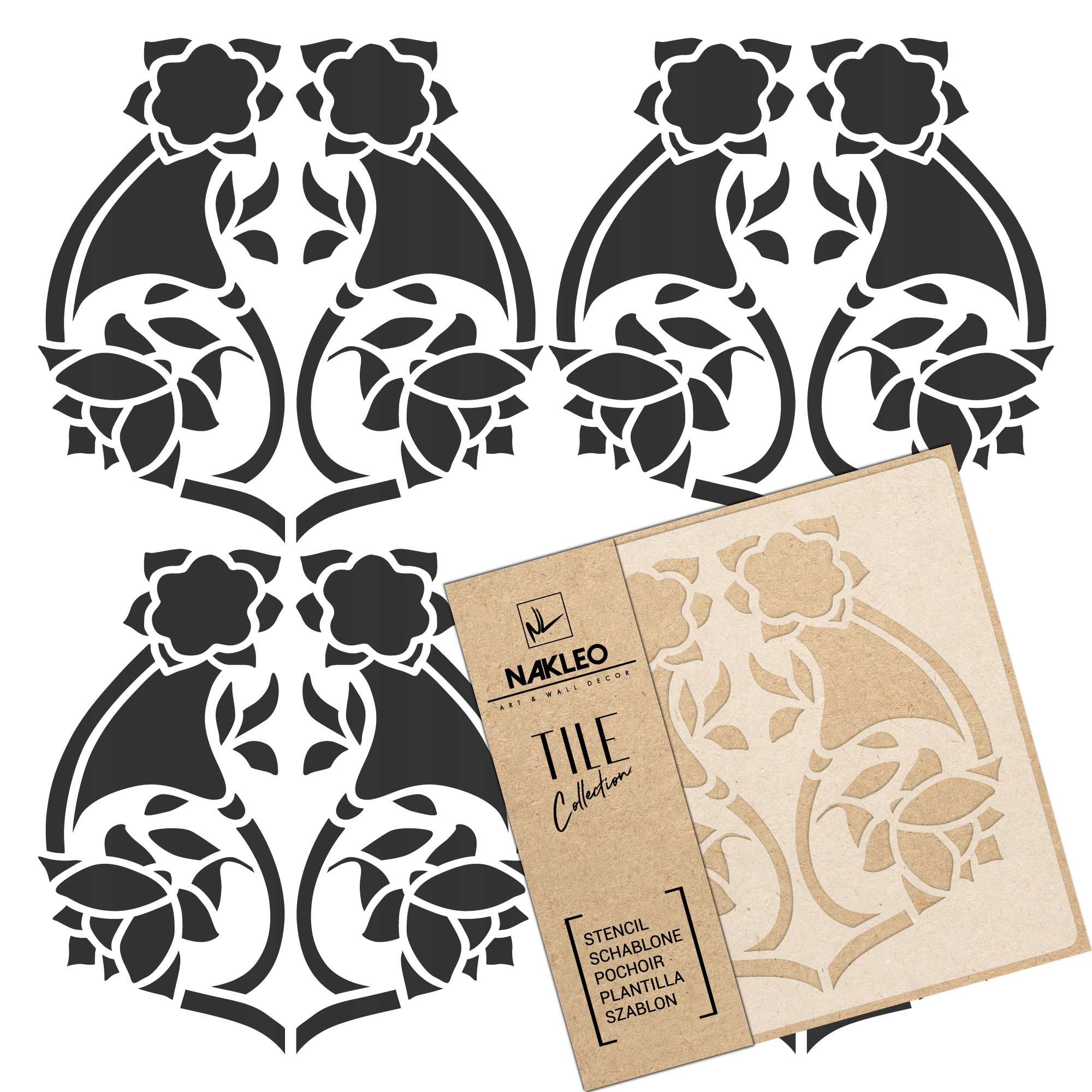 Malířská šablona Dlaždice Opakovaně Použitelný 60x60 cm Secesní Umění Nouveau