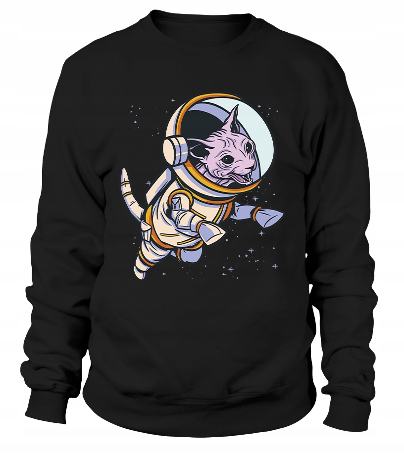 Mikina Kočka Sphynx Astronaut Černá L Pro něj Chlapa Manžela Chlapa