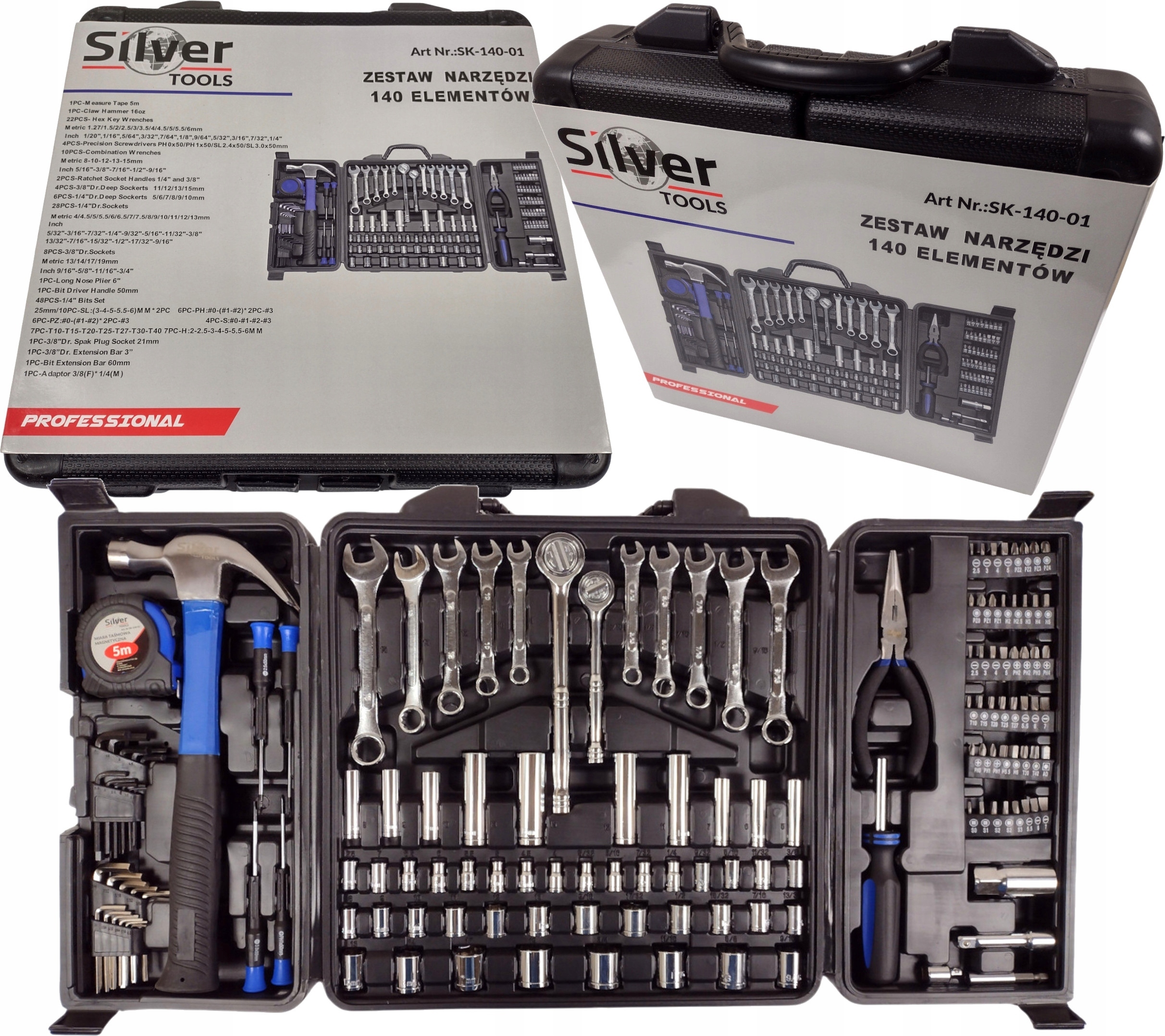 Sada Klíčů Na Nářadí 140 Dílů Klíče Kladiva Torx Bity Imbus Ploché