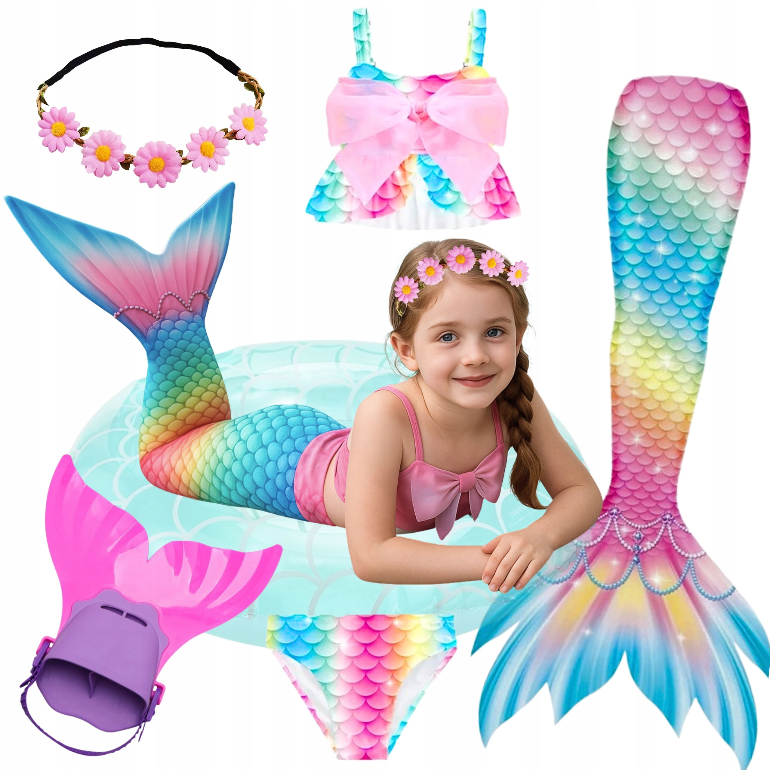Ogon Syreny Syreni Strój Kąpielowy Syrenka Monopłetwa Syrena 5W1 152 CM