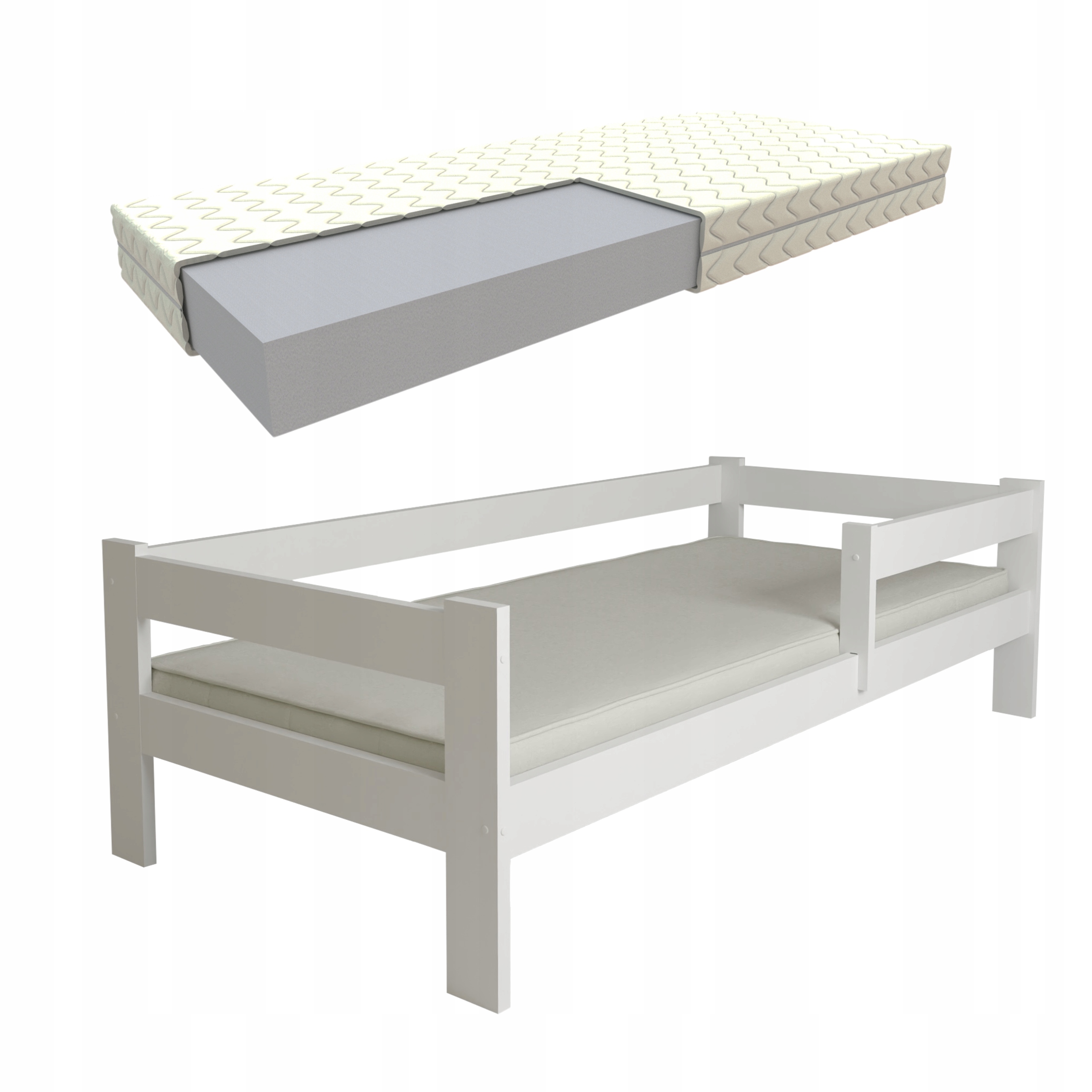 Dětská Postel Ala 80x180 Bílá Matrace Rošt Bonus Dřevěné