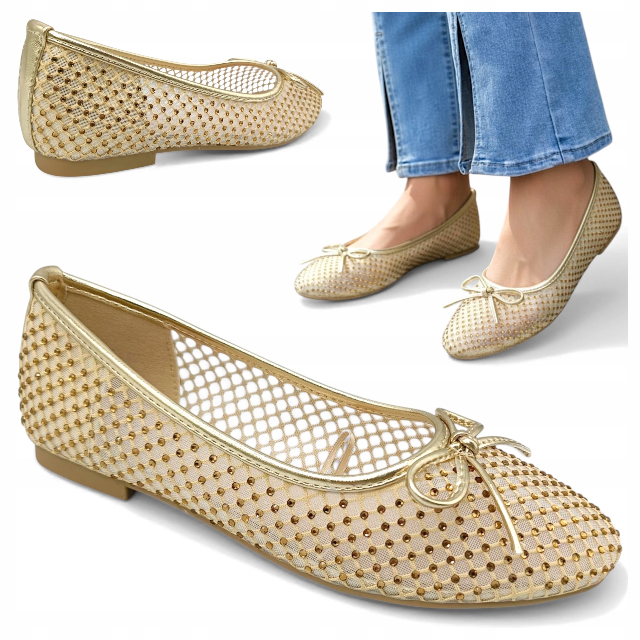 41 Vinceza Dámské balerínky s prodyšnými zasouvacími polobotkami, ploché na léto