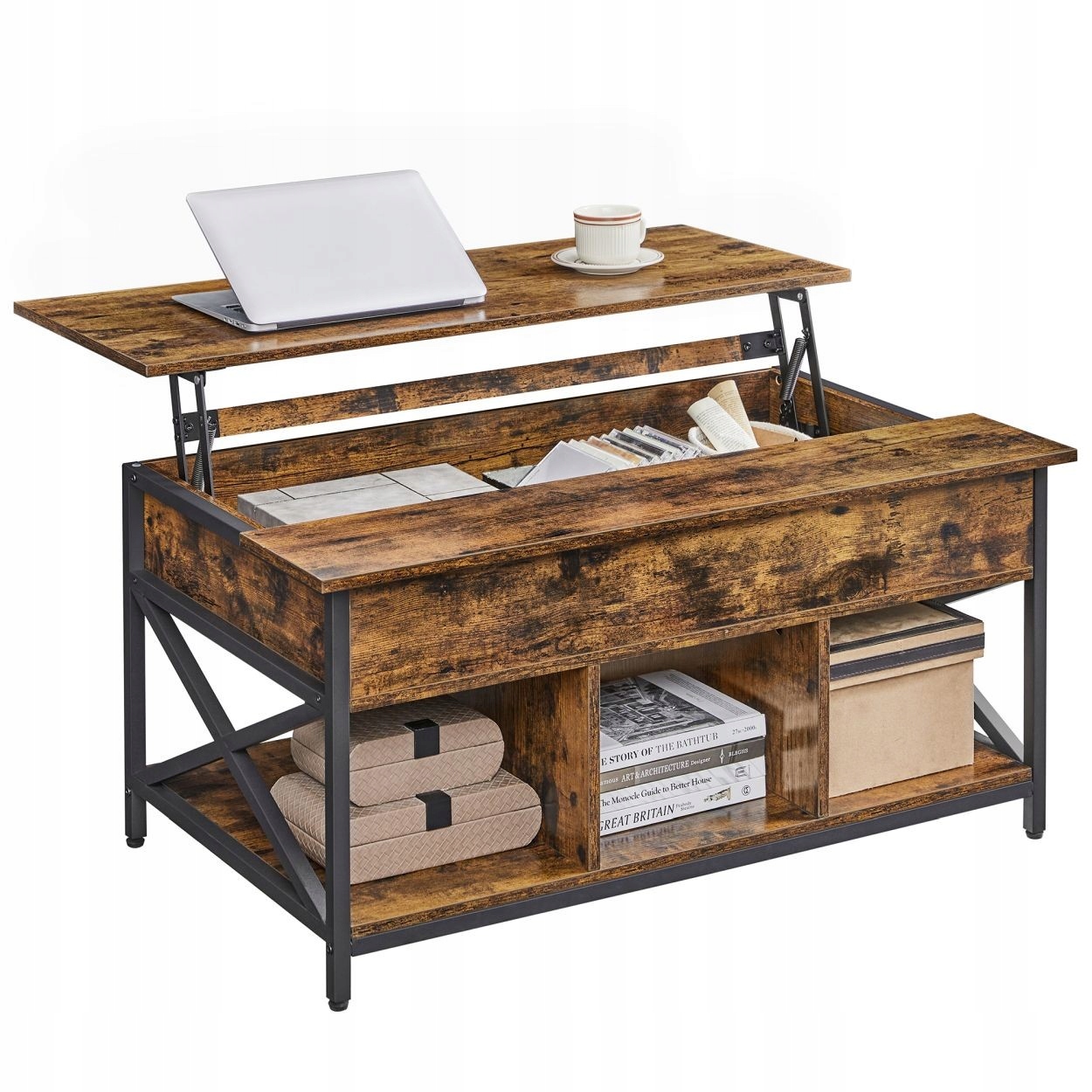 Funkční konferenční stolek s rozkládací deskou Loft, rustikální dub