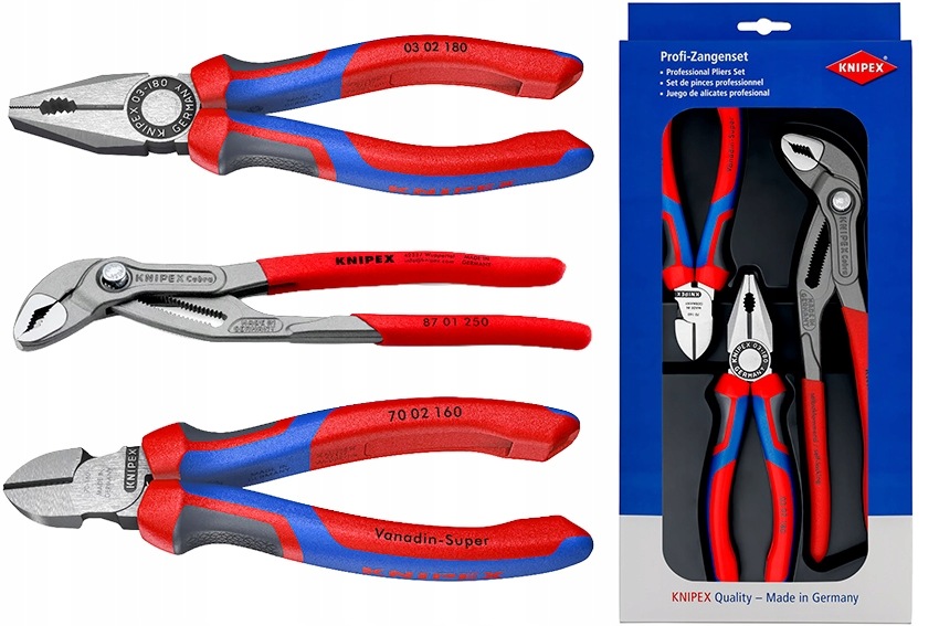 Sada nářadí Knipex Cobra 250 mm Kombinačky 180 Řezačky 160 3 ks Najder