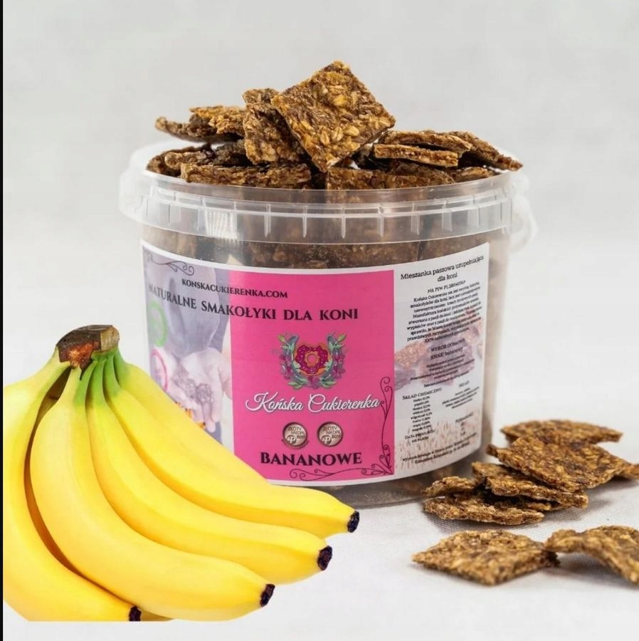Naturalne smaczki Końska Cukierenka chrupiące ciastka słodki Banan koni 2L