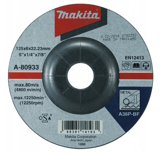 

Makita A-80933 Tarcza Szlifierska Do Metalu 125MM