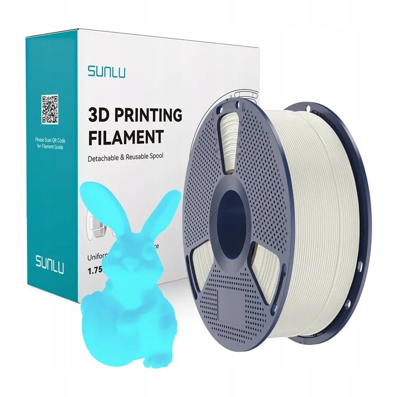Filament Sunlu Pla Glow In The Dark 1.75mm 1kg (biało-niebieski)