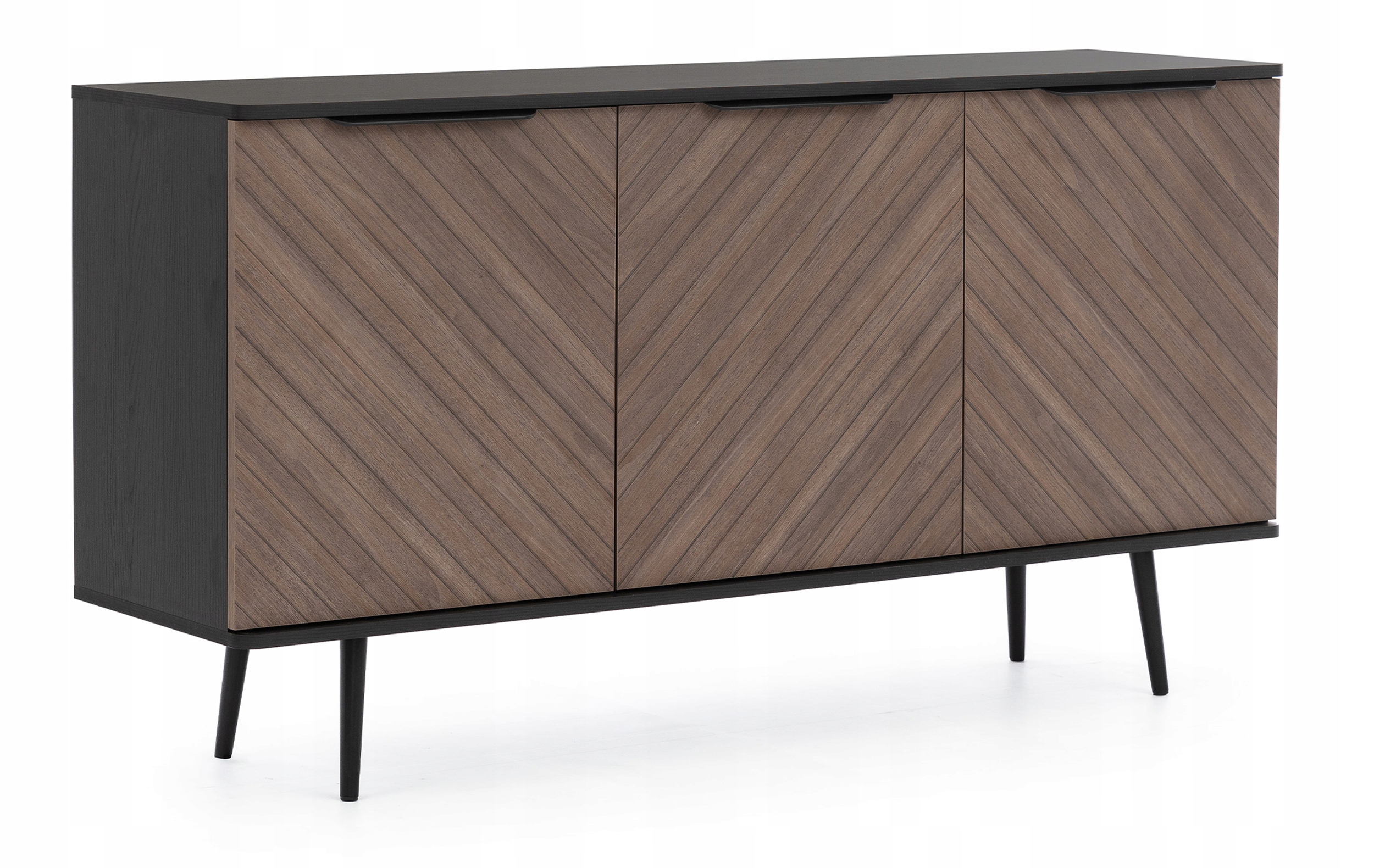 Třídveřová komoda Rinnili 150 cm Černá grafit/Captains Deck