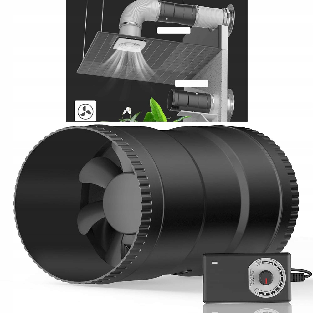 100mm Wentylator rurowy z regulacją 221m³/h Wentylator rurowy Wentylator