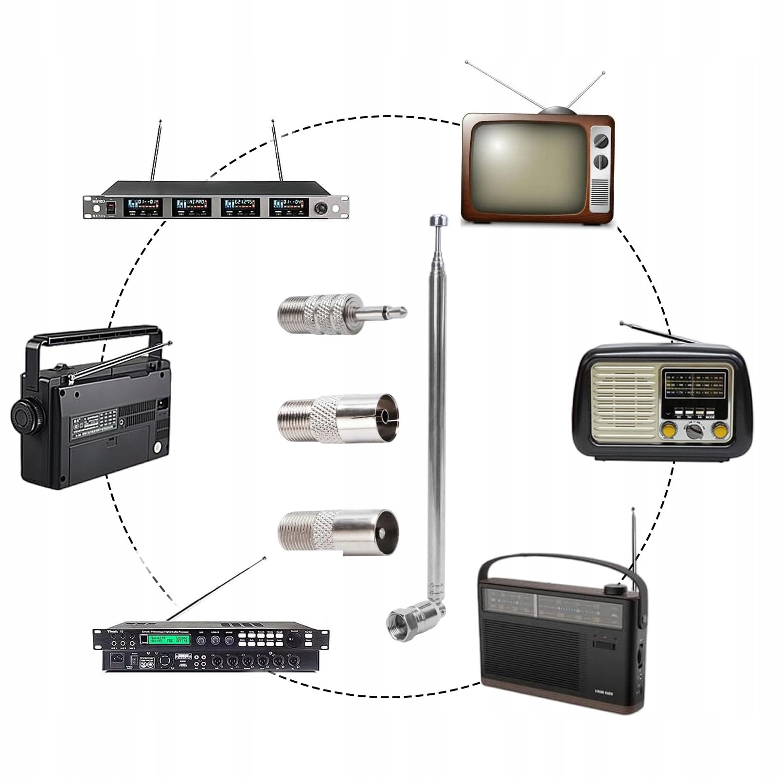 Antenna wewnętrzna VooGenzek teleskopowa 75 cm srebrna DAB/FM