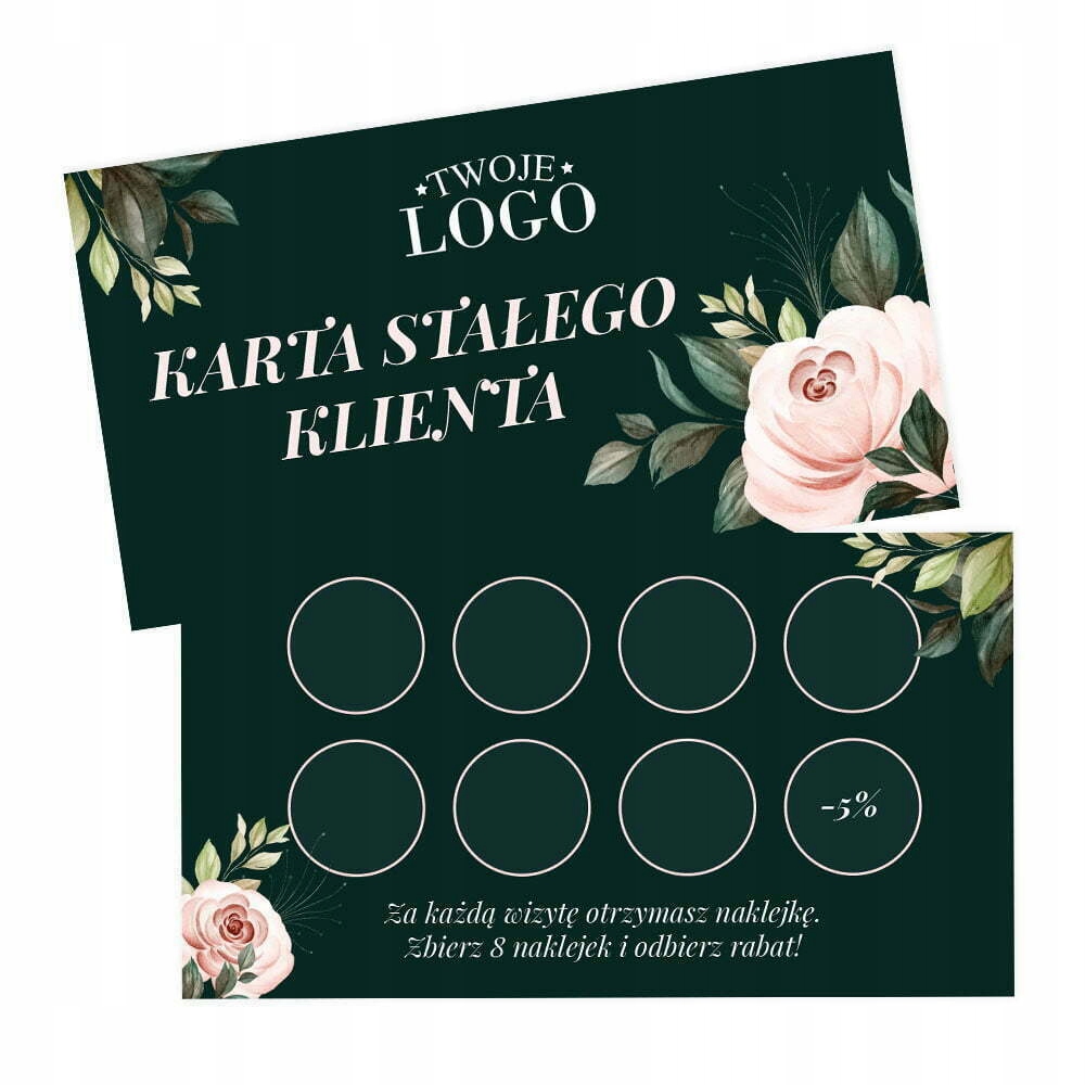 Karty Stałego Klienta - Logo na Butelkowej Zielonej