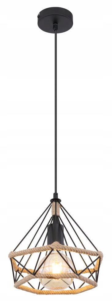 Závěsná lampa Ulleu černá z konopného lana 1xE27 Globo Lighting