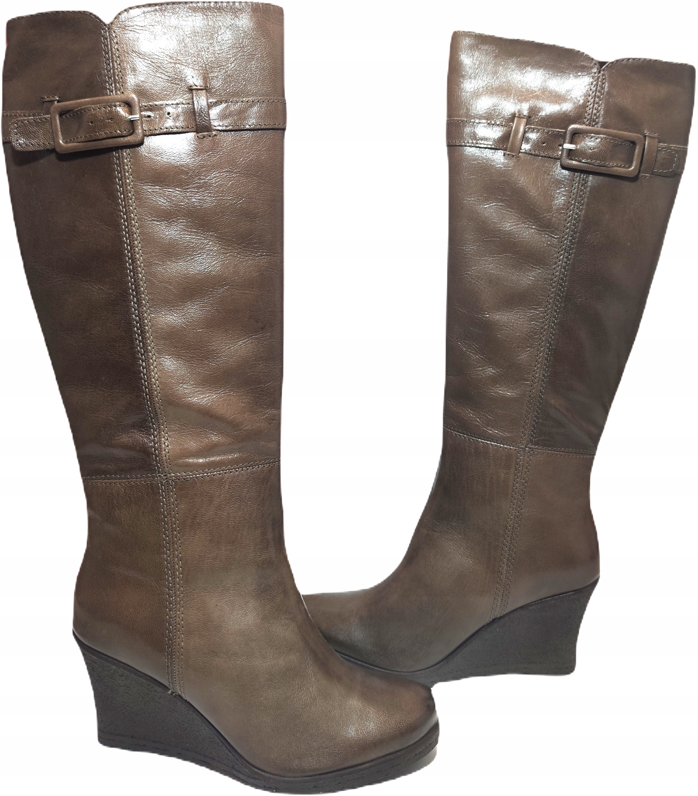 Kozaki koturn kůže Ryłko u6zf2 šedohnědá R40