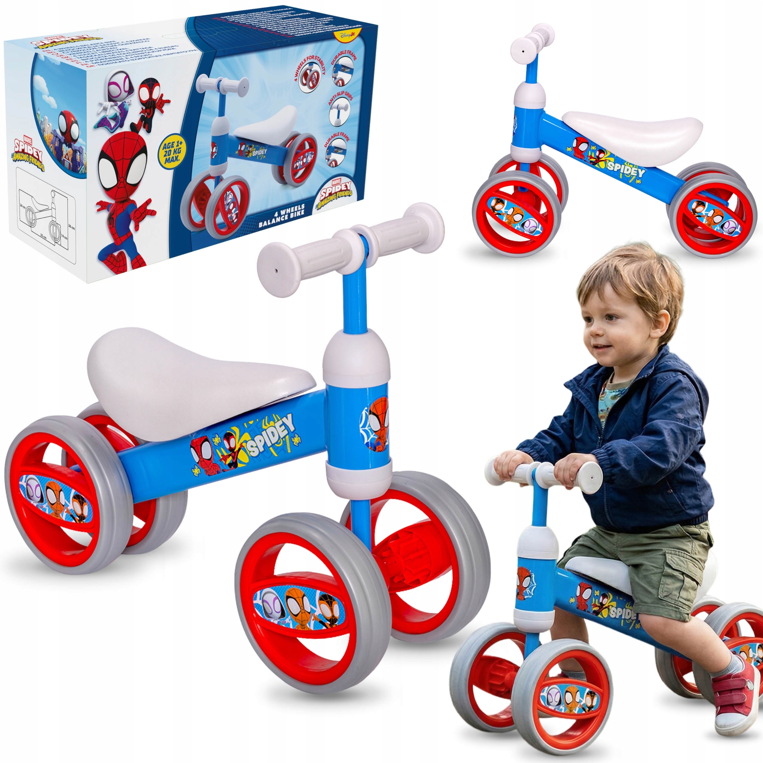 Marvel Spidey i super-kumple Rowerek biegowy 4-kołowy Jeździk 1+