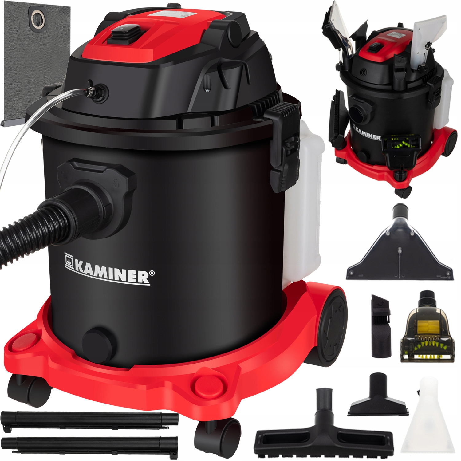 Vysavač Prací na Čalounění Koberce Průmyslová Hubice Silná Sada 20l