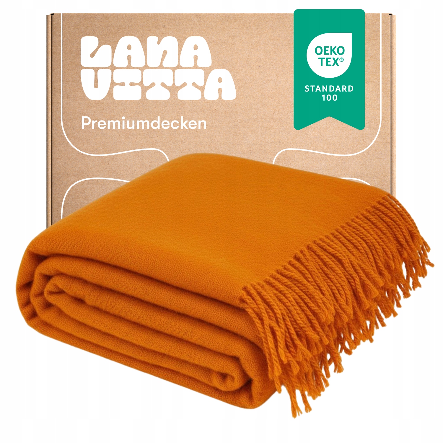 Vlněná deka Teplý rouno 100% Novozélandská vlna Oranžová 140×200 cm