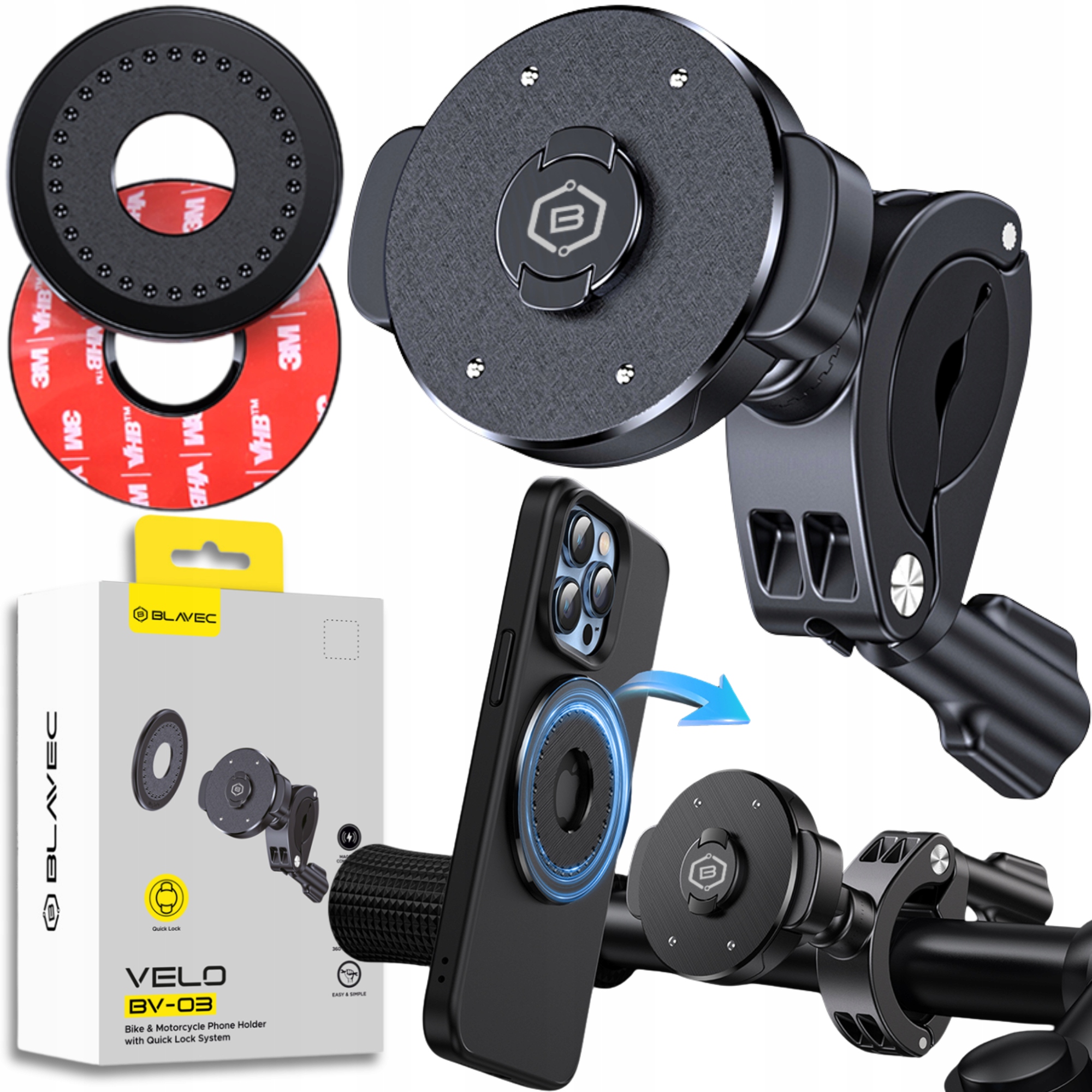 Uchwyt Rowerowy na Telefon Motocyklowy Uchwyt na Kierownicę Magsafe 360°