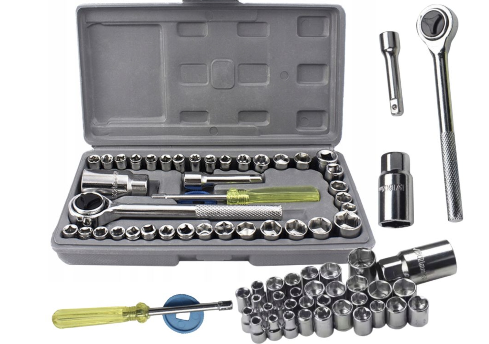 Zestaw Kluczy Nasadowych Z Grzechotką 40 Elementów Walizka