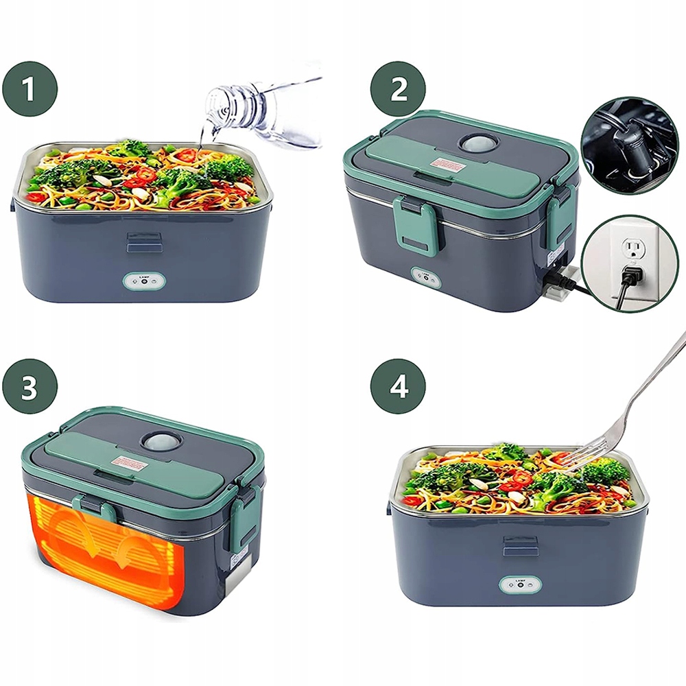 LUNCHBOX ELEKTRYCZNY PODGRZEWACZ JEDZENIA POJEMNIK 1.8L 60W Maksymalne utrzymanie ciepła do 1 h