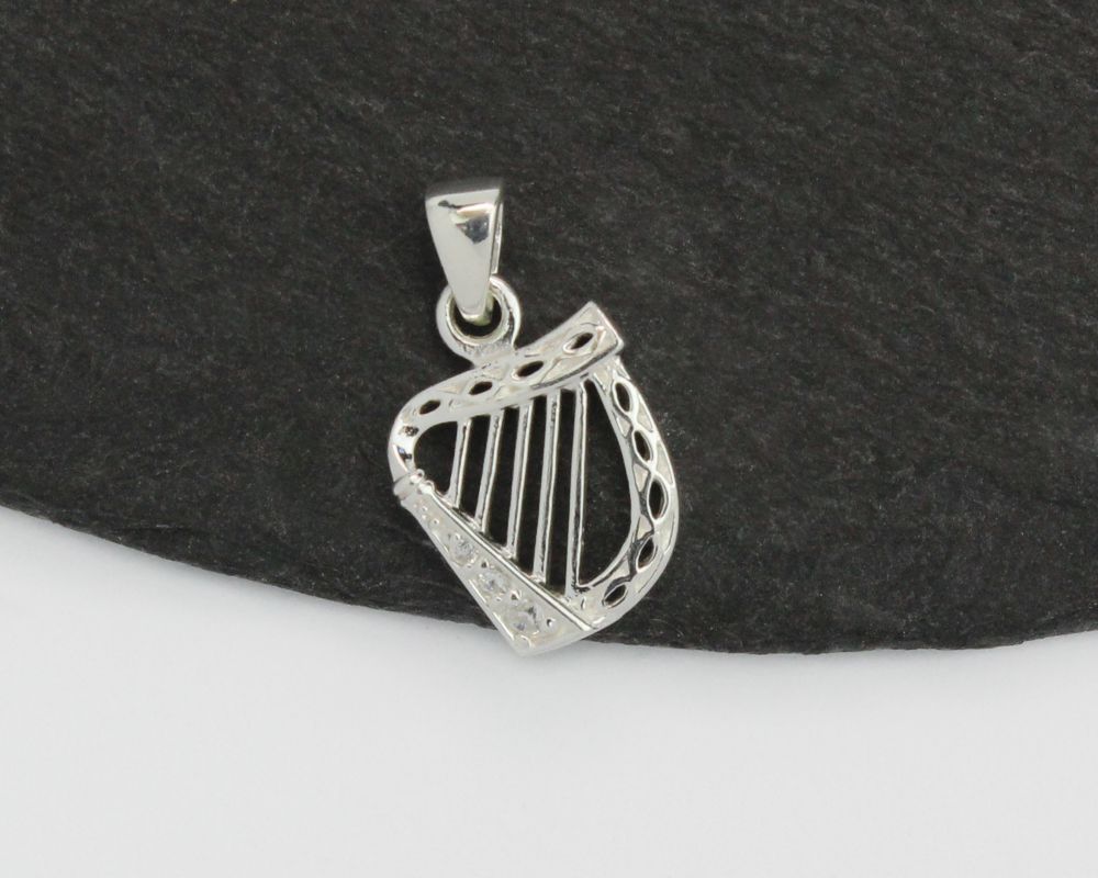 Srebrny wisiorek Harfa z cyrkoniami