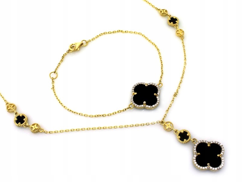 Zlatý komplet 585 lesklý zirkon, stylový a efektní