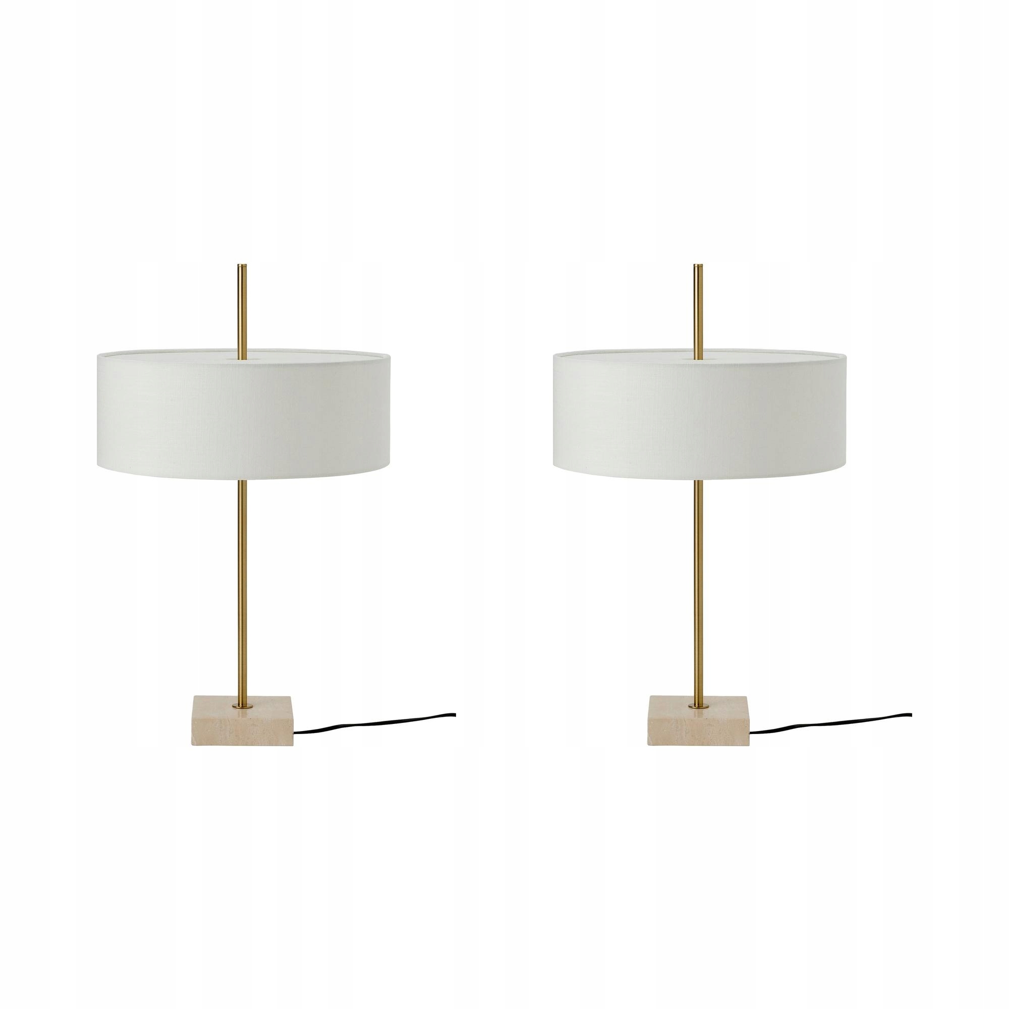 2 szt. Lampa stołowa Stockholm 2025 biały tkanina mosiądz 65 cm