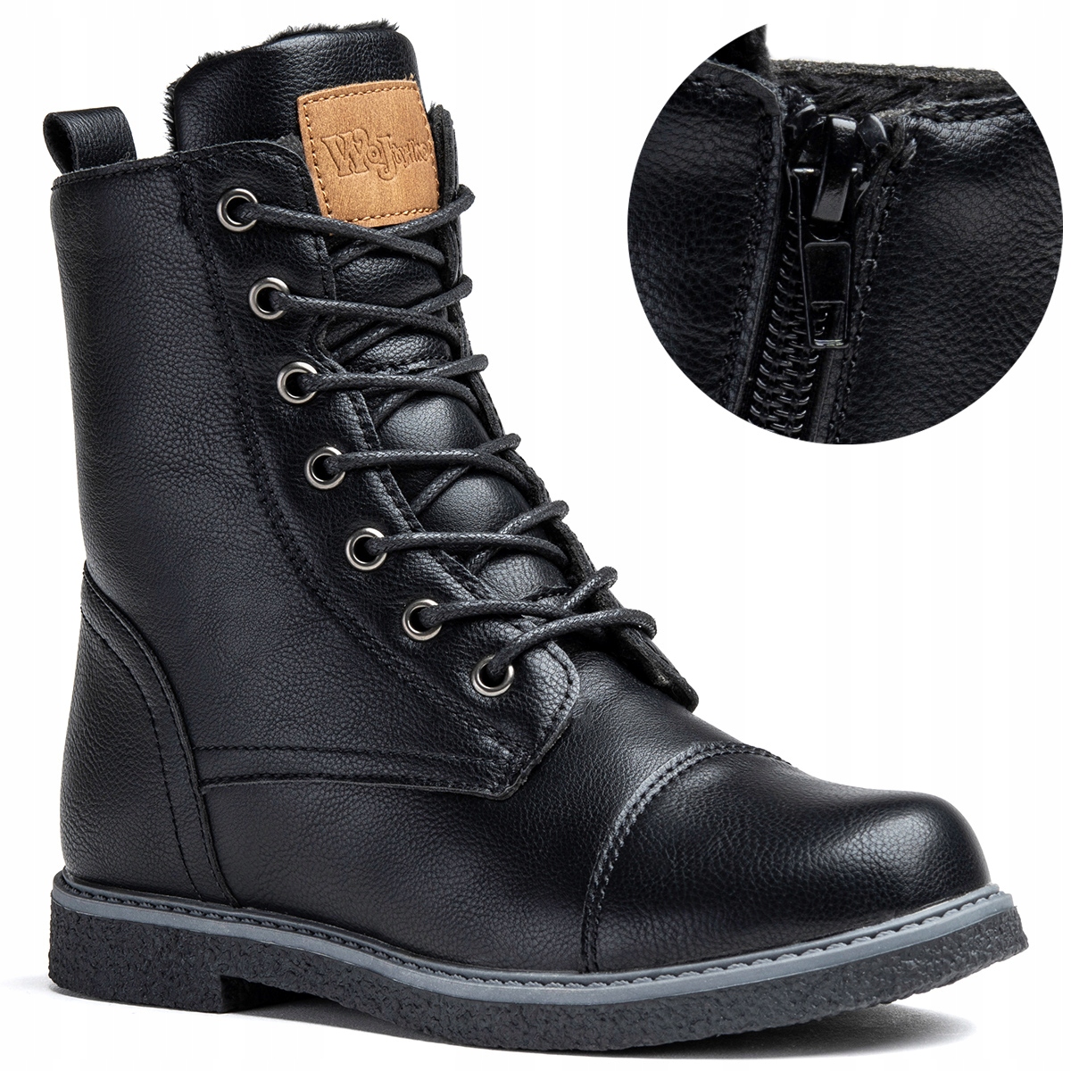 Botki trzewiki OCIEPLANE dziewczęce USZTYWNIANE futerko SUWAK Wojtyłko