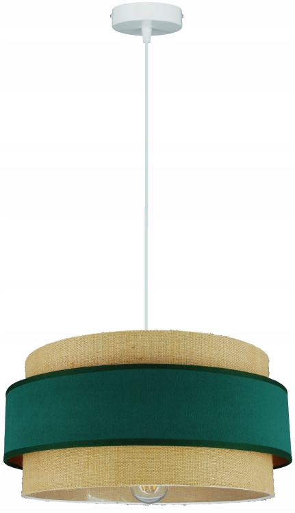 Moderní závěsná lampa Boho Duo Juta s Velurem Lahvově zeleným