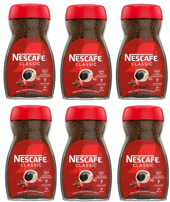 6x 200g Nescafé Classic Kawa rozpuszczalna Karton