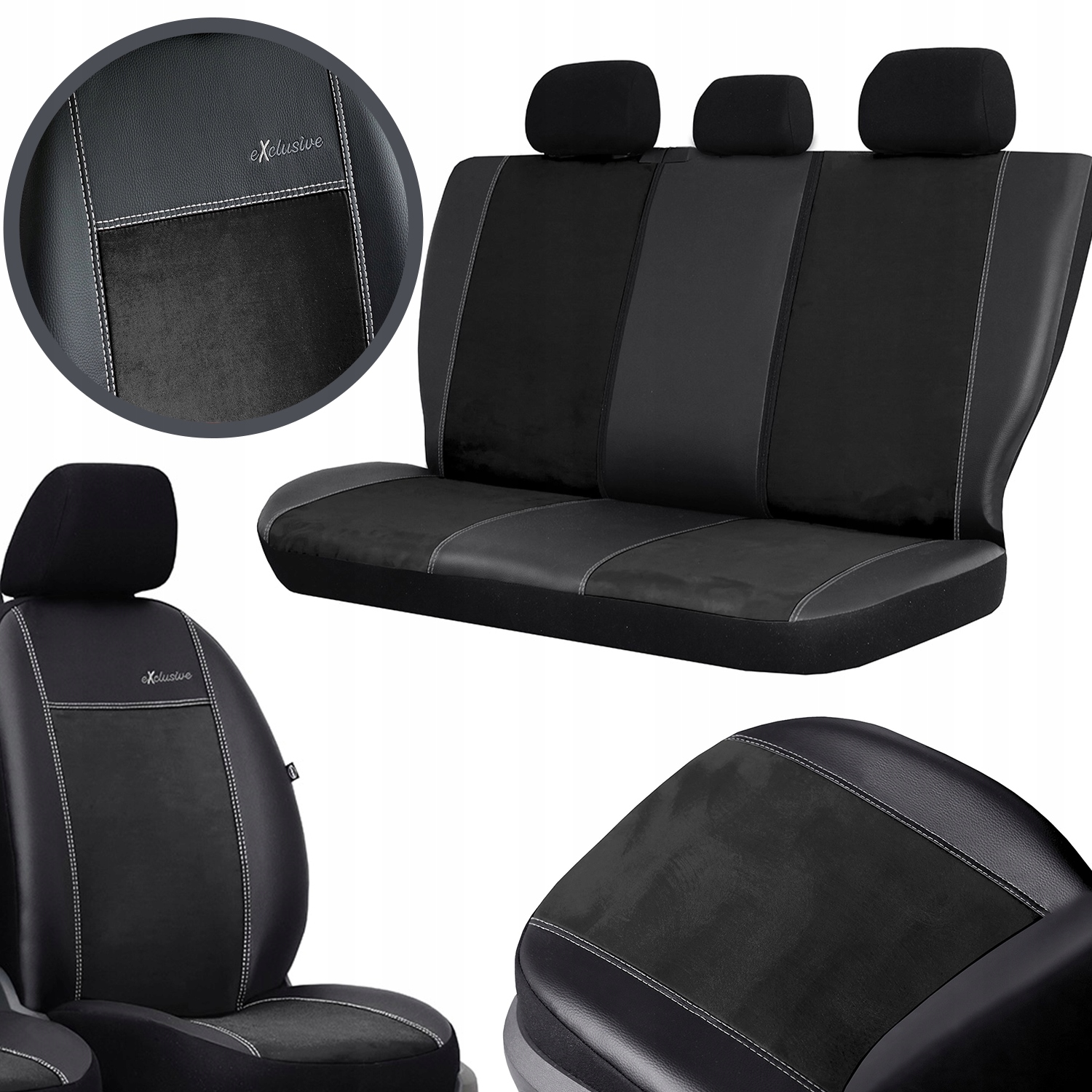 Poťahy z ekokože Alkantara na autosedačky Pok-Ter Exclusive čierne