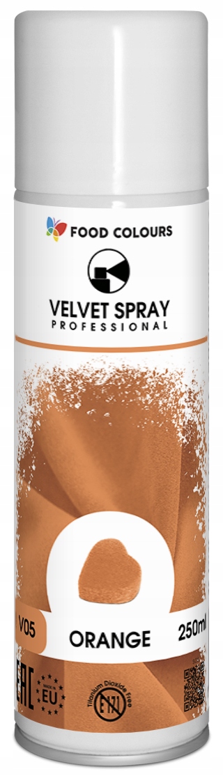 Levně Semiš ve spreji oranžový 250 ml Velvet Food Colours