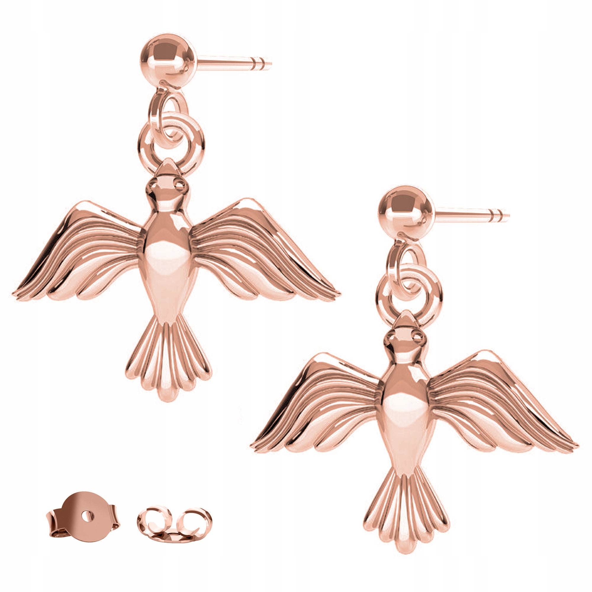 Náušnice Ptáčci Ptáček růžové zlato 925