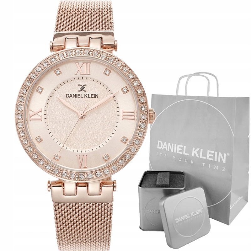 Elegantní dámské hodinky Daniel Klein Erica se zirkony Síťovina Gravírování