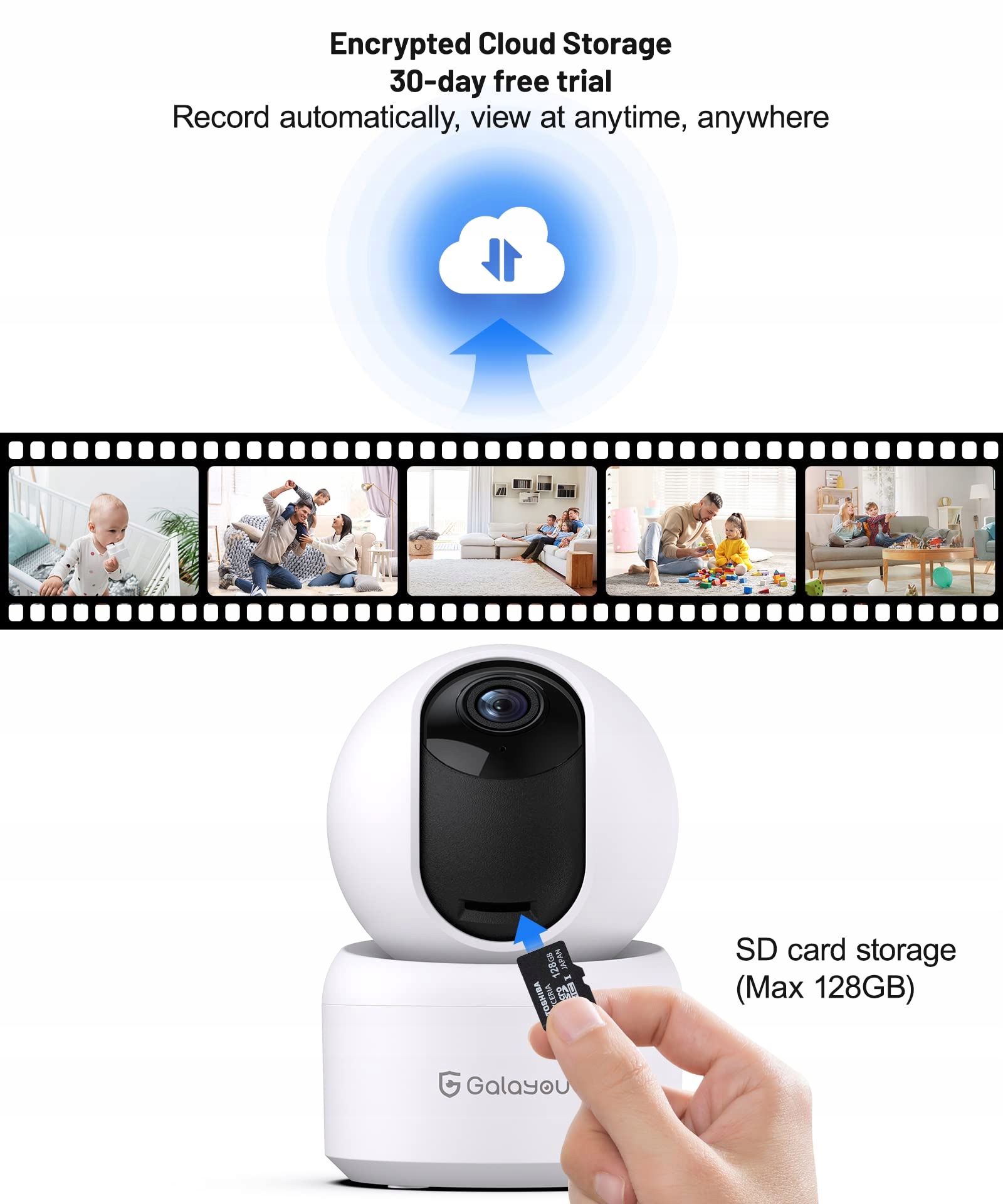 GALAYOU Kamera 2K Wewnętrzna WiFi 360° Audio Dwukierunkowe Alexa Google — miniatura 7
