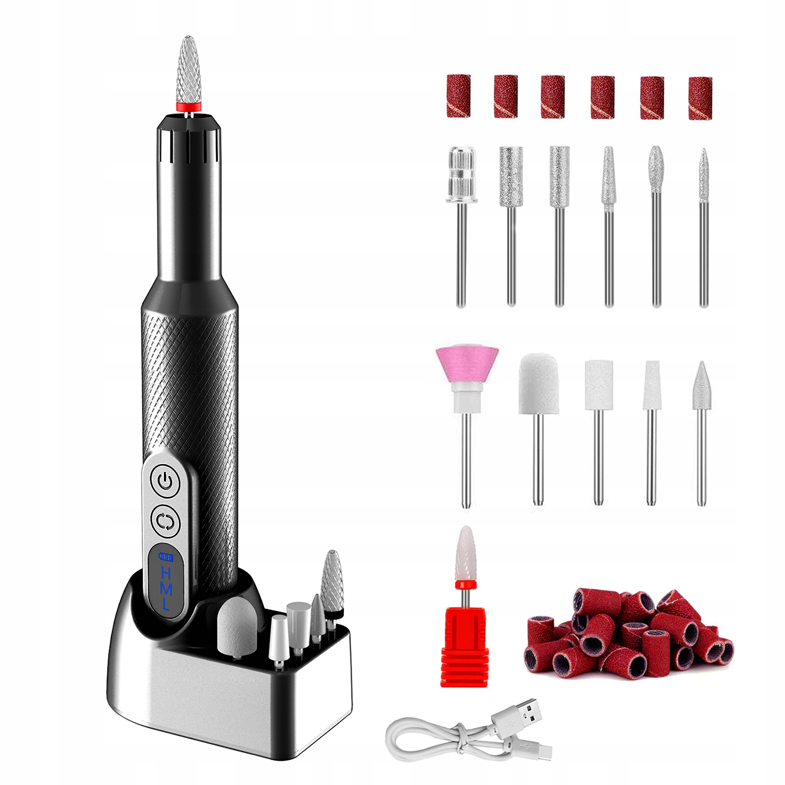 Elektrický Pilník Na Nehty S 3 Rychlostmi, Protiprachový Kryt, Černý