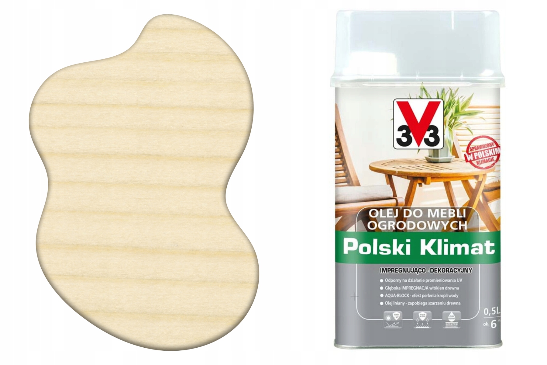 V33 Olej na zahradní nábytek Polský Bezbarvý klimat 0.5 l