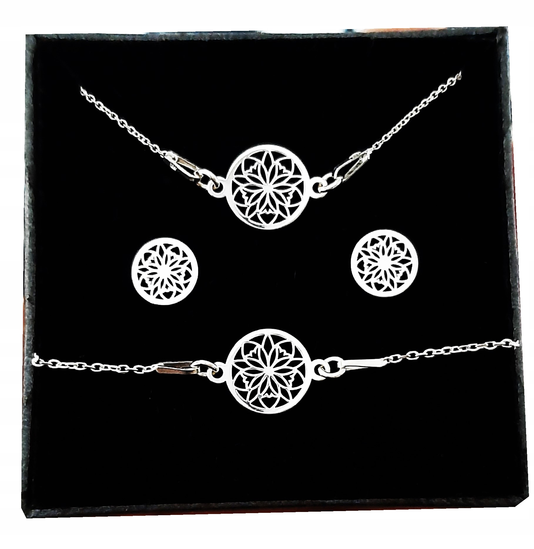 

Komplet Srebrny 925 Celebrytka Ażur Pudełko+grawer