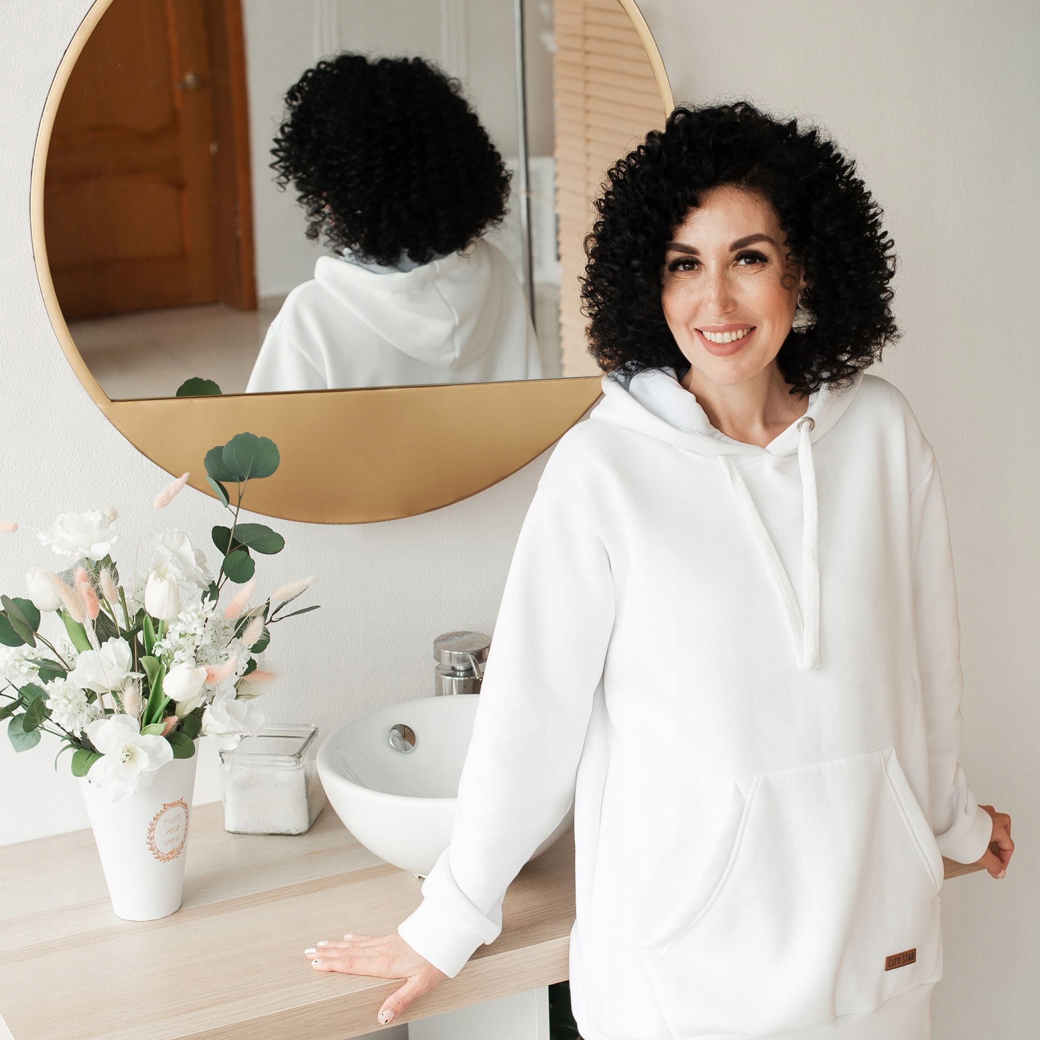 LUSTRO OKRĄGŁE ŚCIENNE 60cm ZŁOTE LOFT JERRY Wysokość 610 mm