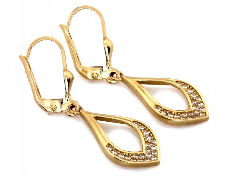 Dámské náušnice ze zlata 585, závěsné, s krystalem, módní, elegantní design