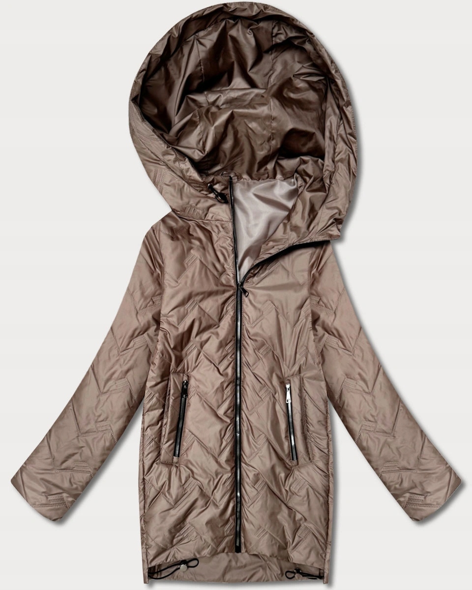 Ozdobně Prošívaná Bunda B8588 Hnědá S (36)