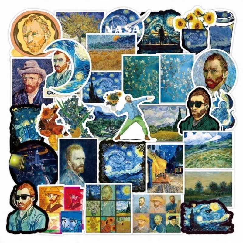 

Wlepy Sticker Bomb Naklejki MIX Van Goghc 50szt