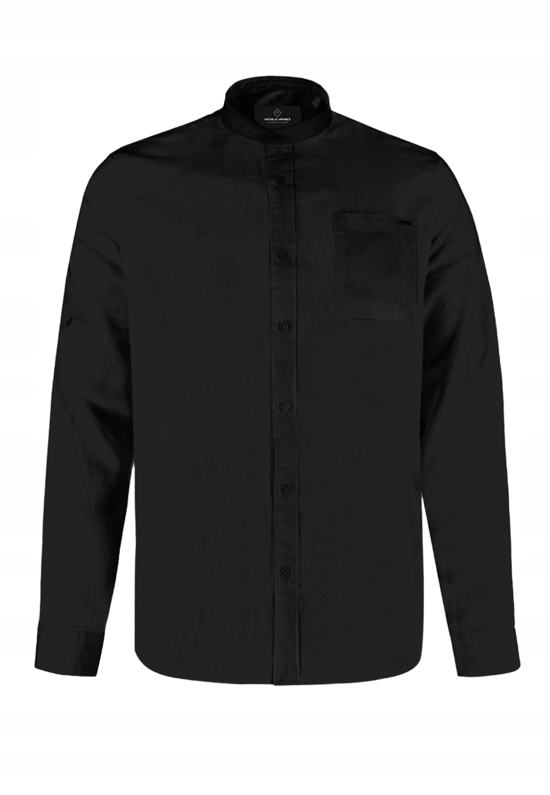 Pánská Košile Regular Fit Se Stojáčkem Černá Volcano K-basto 3XL