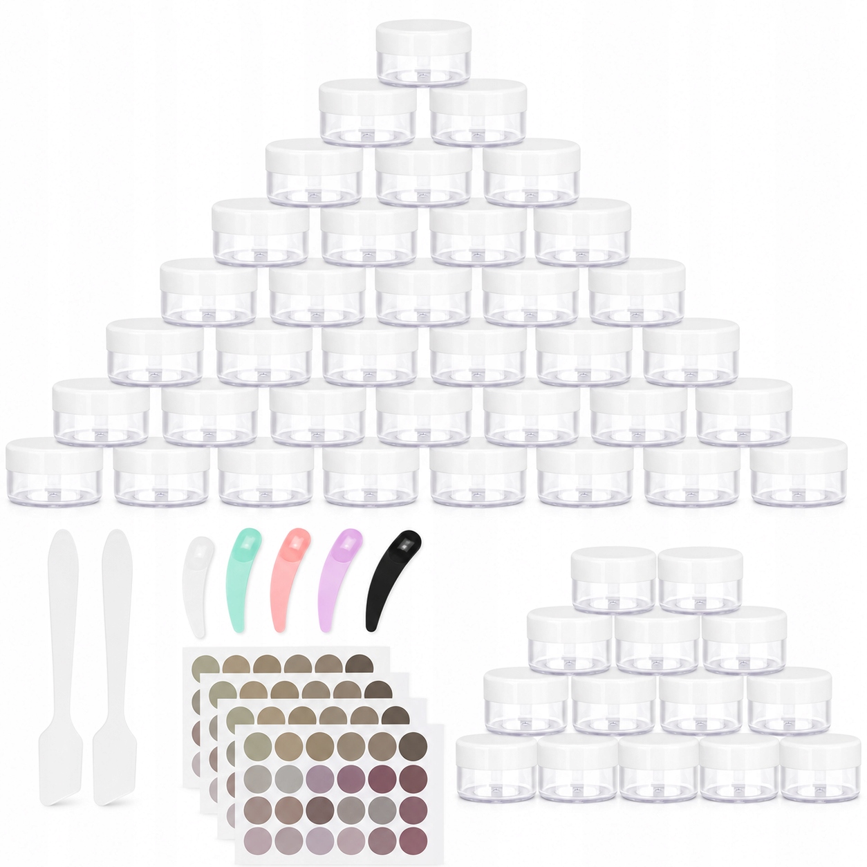 Set Plastové nádoby na kosmetiku Sklenice 10ml 48ks Bílé ozdoby