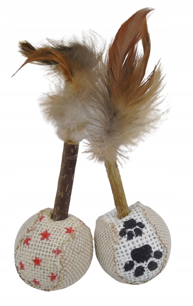 

Zabawka dla kota piłka z Juty i Prawdziwym piórem