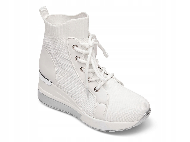 Buty Sportowe Za Kostkę Na Koturnie Białe 39