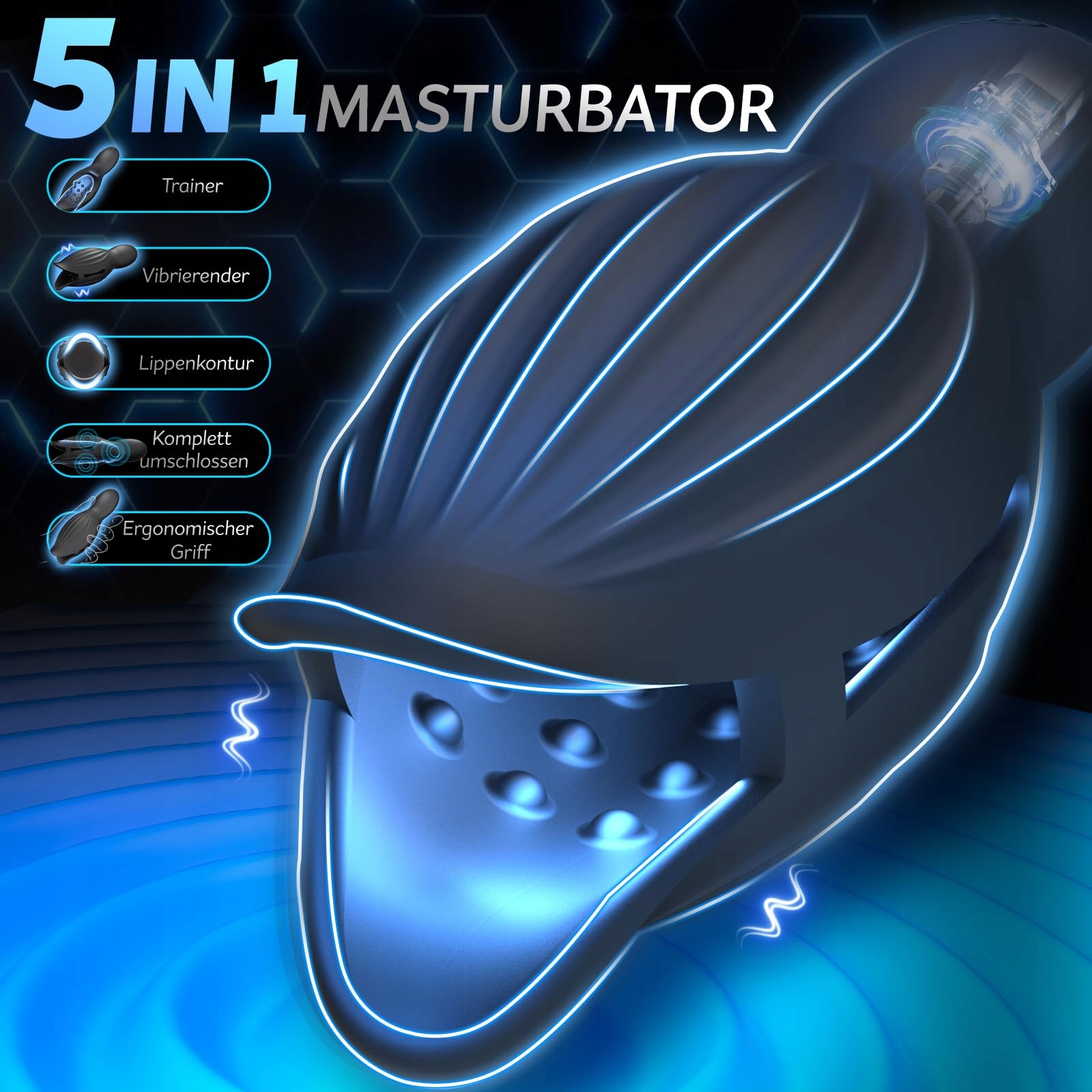 KEXYZ Masturbator Dla Mężczyzn Wibrator Eichel Stymulator 9 Trybów — miniatura 2