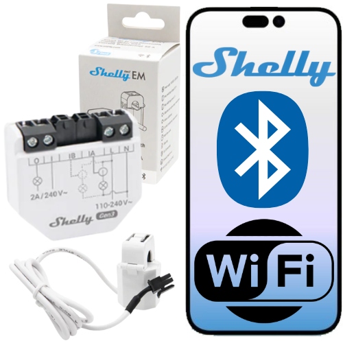 Shelly Em Gen3 – Wi-Fi merač energie s prúdovým transformátorom (ct) a suchým kontaktom