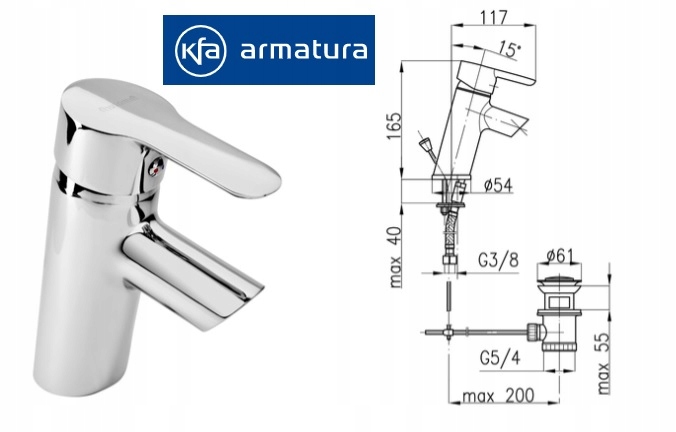 Bateria umywalkowa stojąca chrom Kfa Kod producenta 4702-825-00